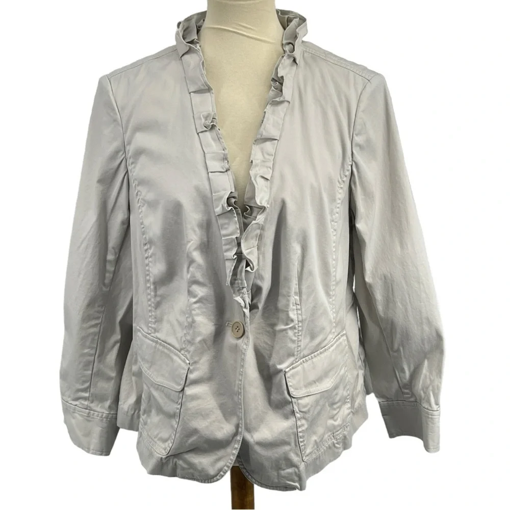 Women's Ruffled Gray Jacket - Picture 1 of 4